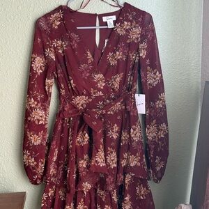 Floral Burgundy Dress